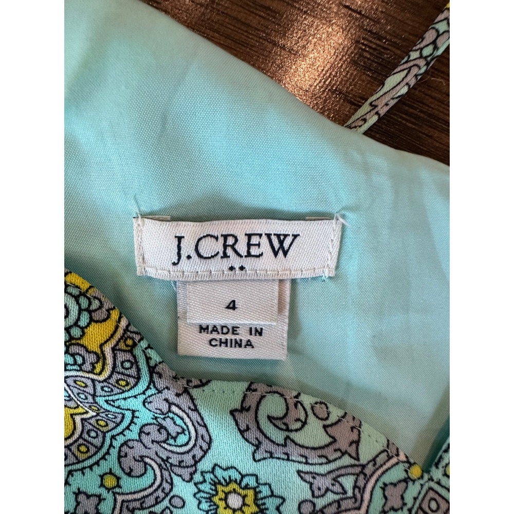 J.Crew Scalloped Cami Mint Green Paisley Medallion Tank Top H4921 Womens 4 - Picture 3 of 6